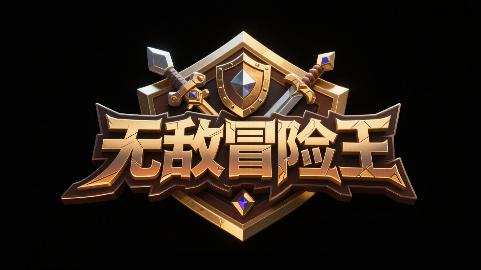 创作一个奇幻冒险金属徽章风艺术字“无敌...